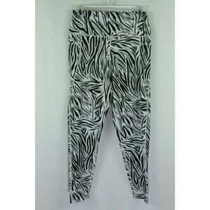 SAGE Collective Leggings POCKETS ZEBRA striped White Black Womens Large